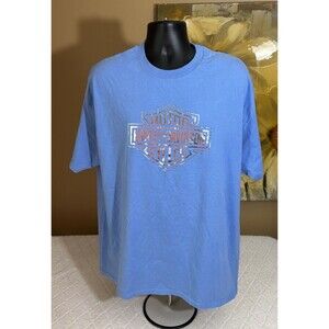 Harley Davidson 2009 Appalachian Mechanicsburg Pa 2sided Blue Reflective Tee 2XL